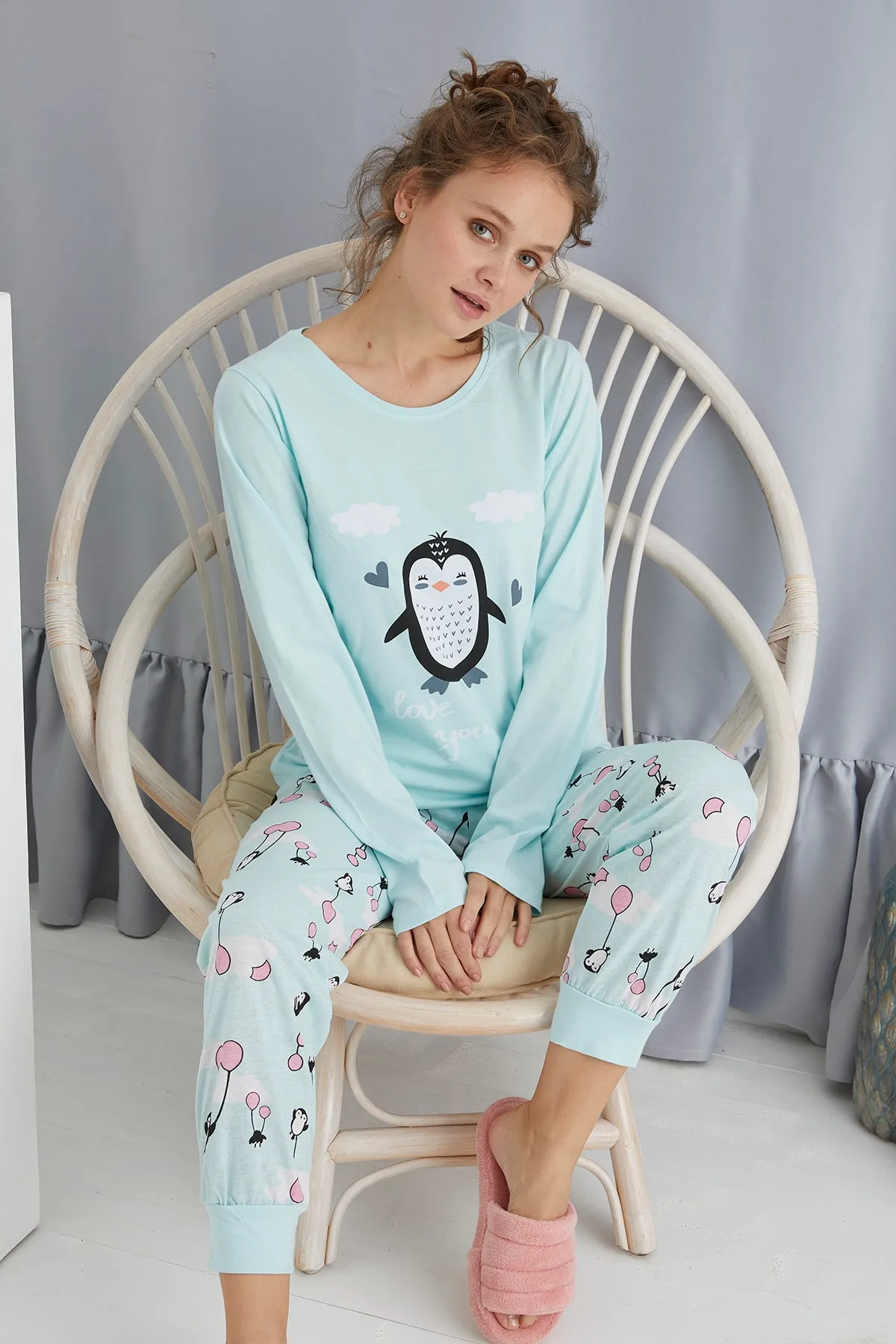 STRAWBERRY  LANGÄRMELIGES PYJAMA-SET AUS BAUMWOLLE