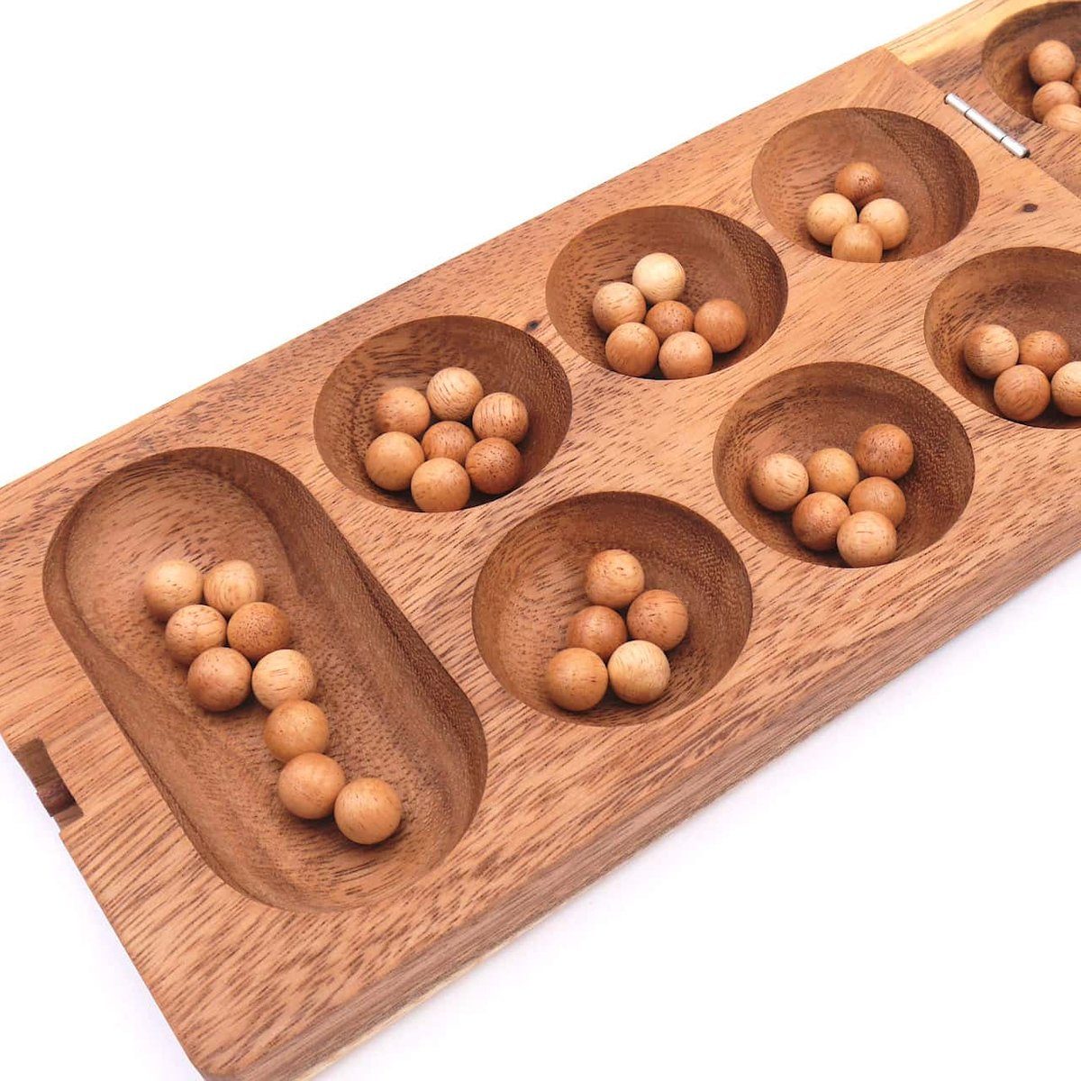 ROMBOL Denkspiele Spiel, Brettspiel Kalaha - hochwertiges Steinchenspiel inkl. Spielsteinen, Holzspiel