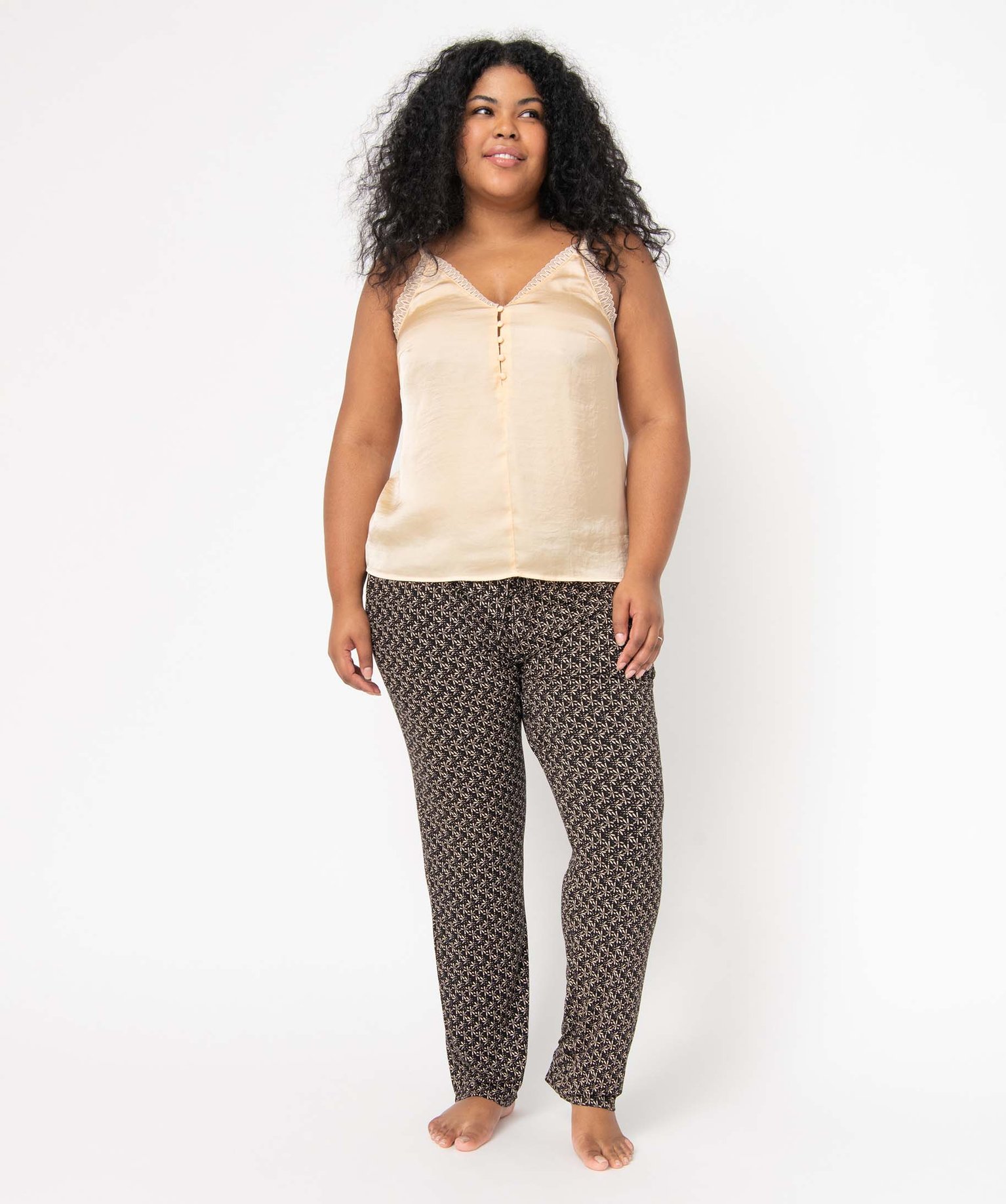 Débardeur femme grande taille en satin, viscose stretch et ... ecru | GEMO