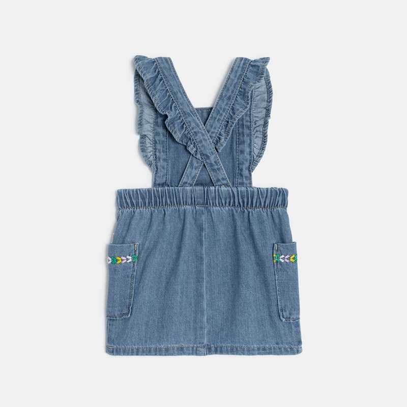 Robe tablier bébé fille en jean délavé bleue Catimini