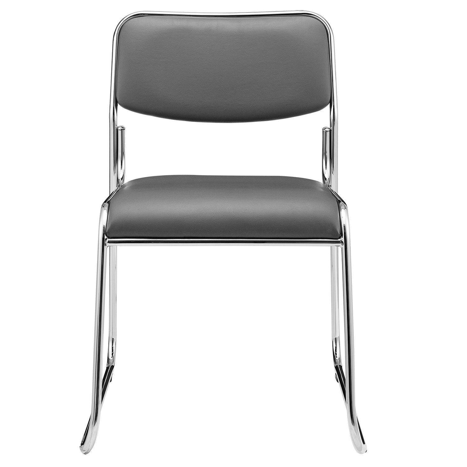 pro.tec Stapelstuhl, Office 4er Set stapelbar ergonomisch Kunstlederbezug Grau