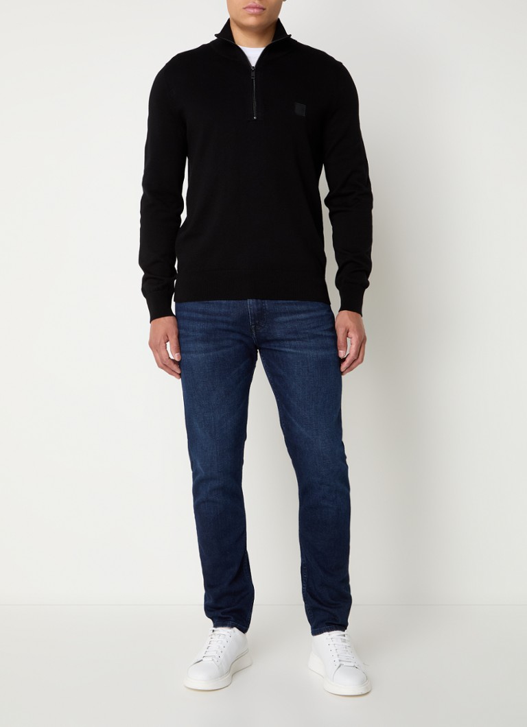 HUGO BOSS Kanobix_S fine-knit sweater in cashmere blend with half zip