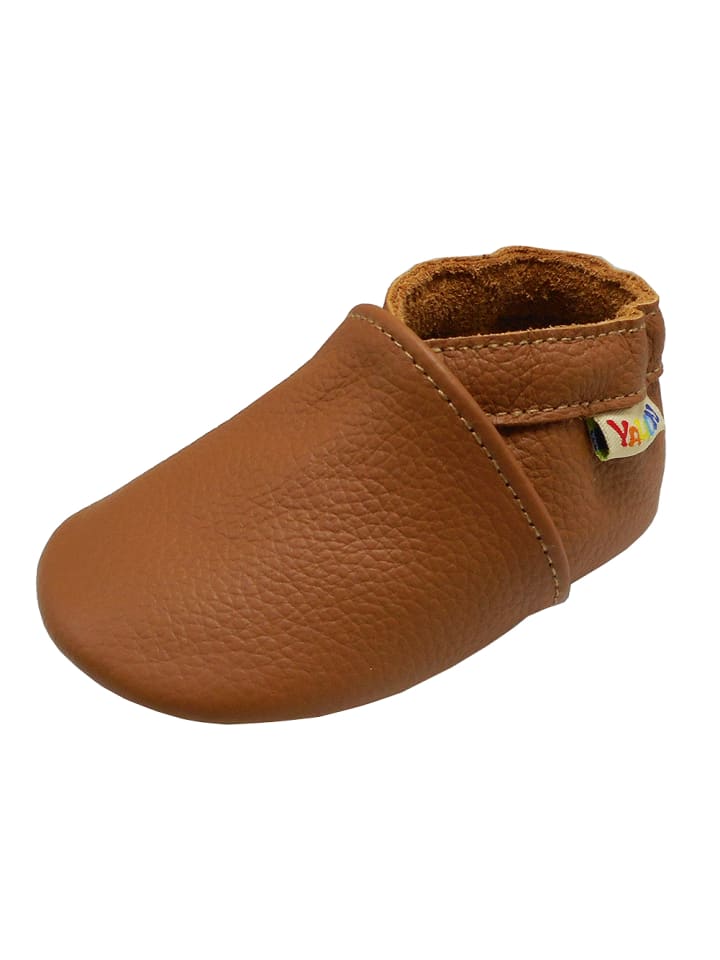 Yalion Leder-Krabbelschuhe in Cognac günstig kaufen