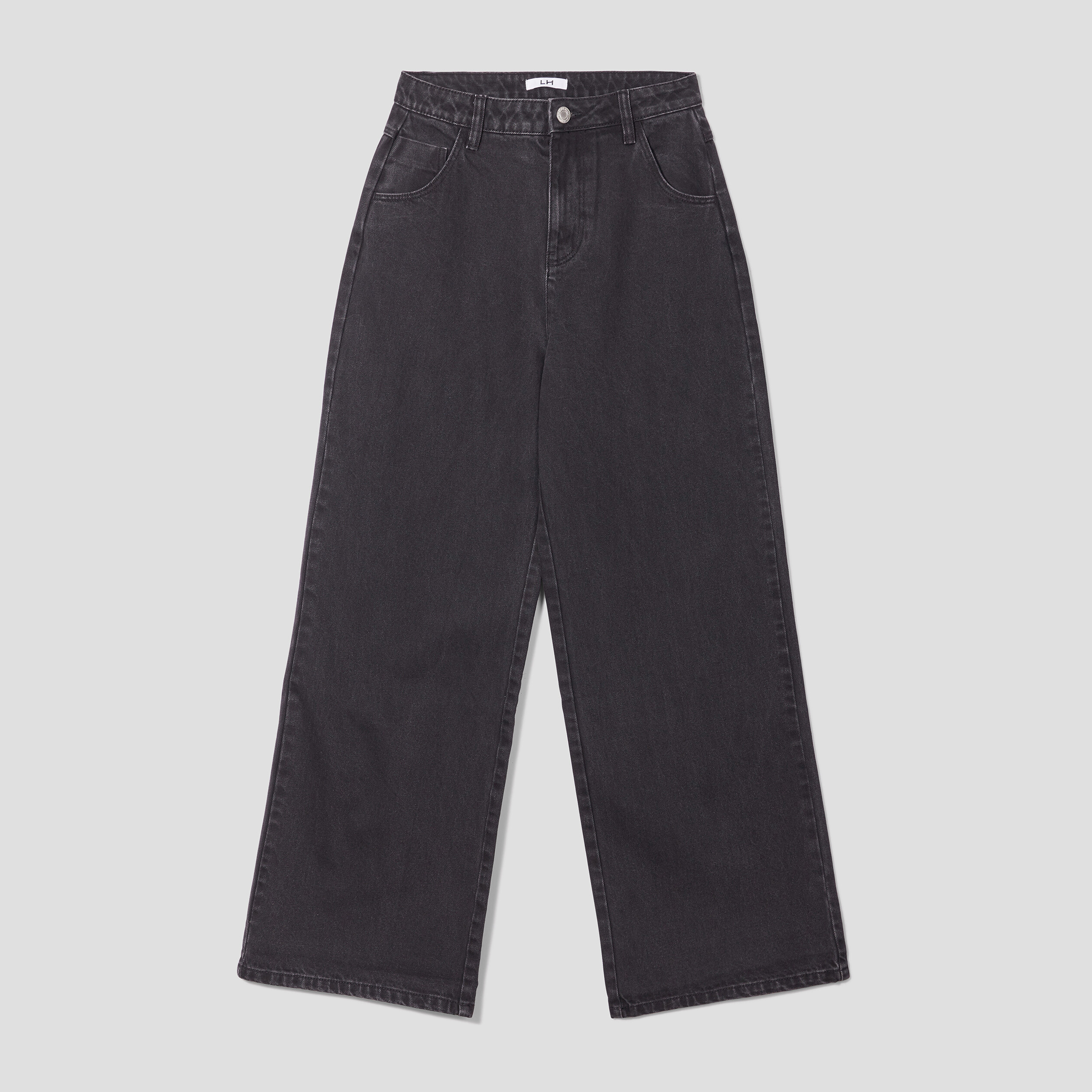 Jeans wide leg taille haute denim noir femme | La Halle