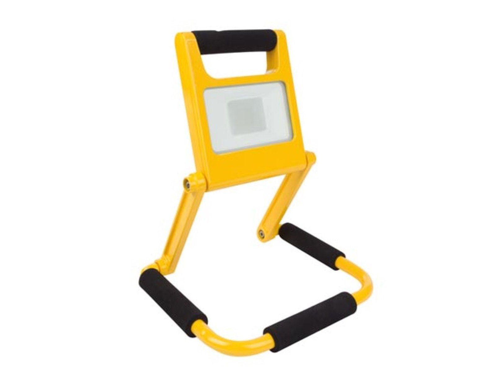 PEREL Baustrahler, LED fest integriert, Neutralweiß, Akku LED Arbeits Bau-Leuchte Werkstatt-Lampe, Handlampe IP 44, 10 Watt