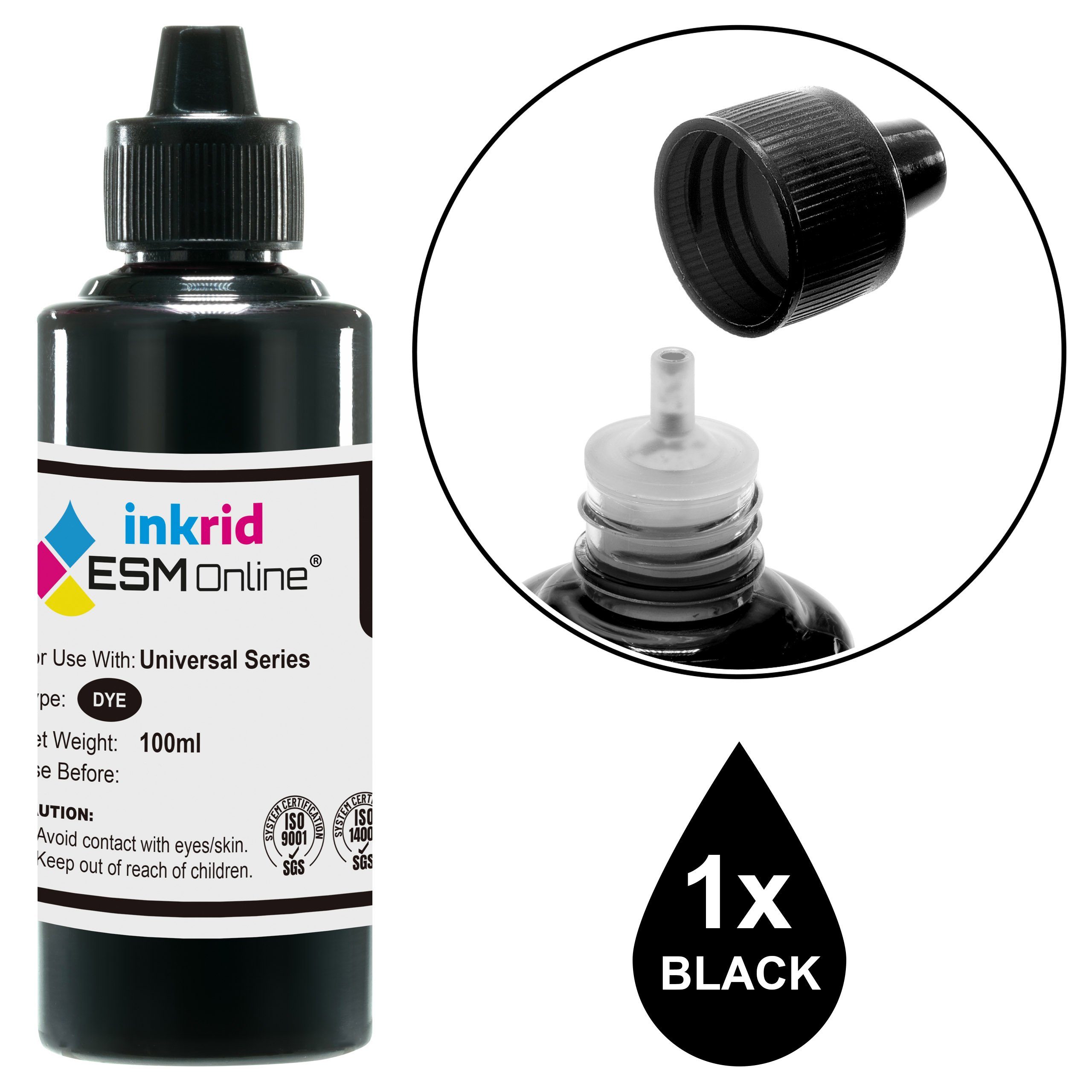 ESMOnline Inkrid Nachfülltinte EcoTank Smart Tank Serie HP Brother Canon Epson Tintenpatrone (4-tlg)