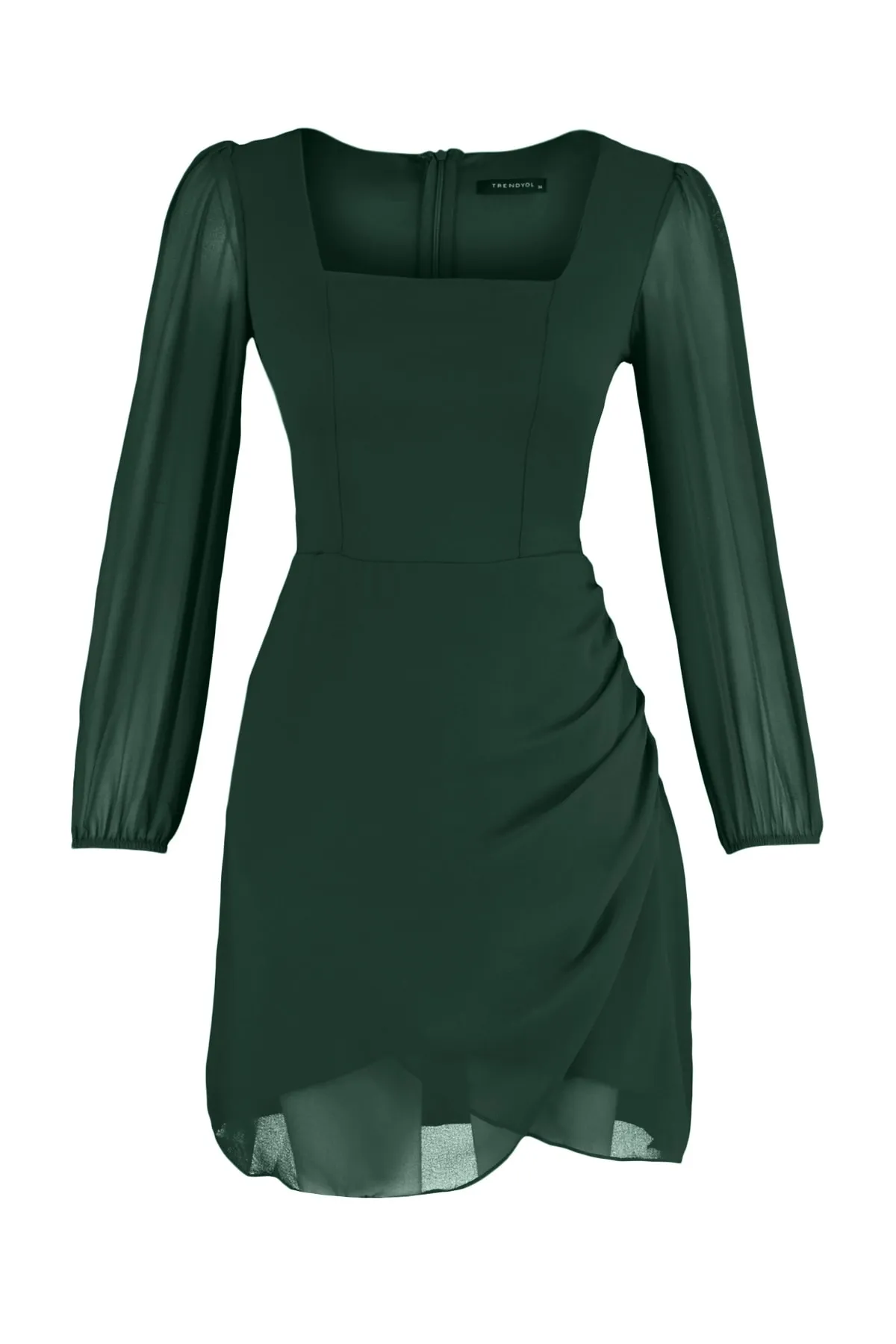 Trendyol Collection  Smaragdgrünes Webkleid mit quadratischem Ausschnitt TWOAW23EL00936