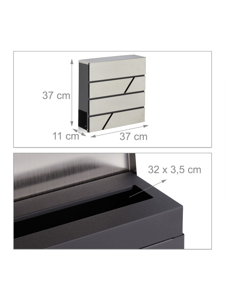relaxdays Briefkasten in Silber günstig kaufen onesize