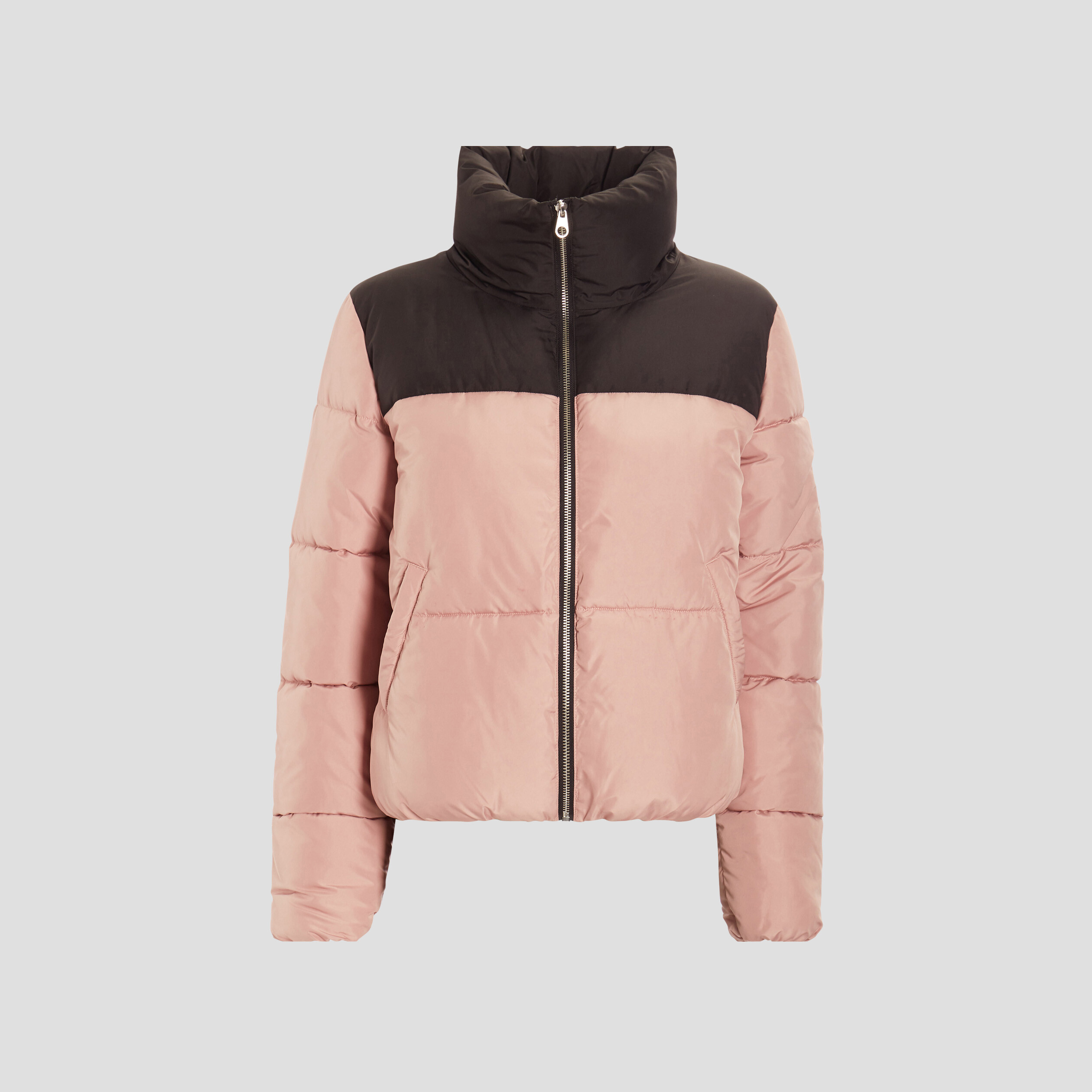 Doudoune droite courte rose poudrée femme | La Halle