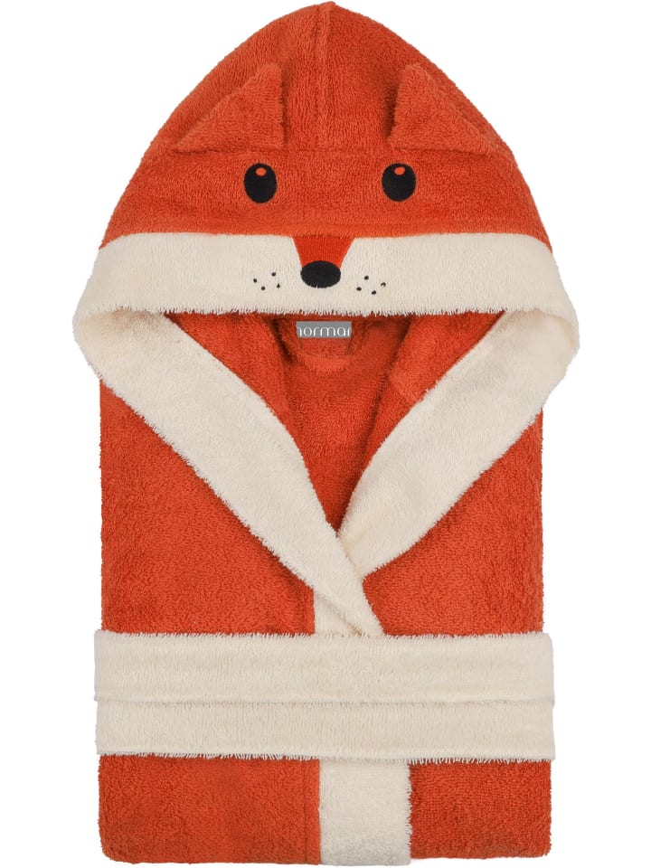 normani Baby Bademantel 'Malia' aus Bio-Baumwolle in Orange / Fuchs günstig kaufen