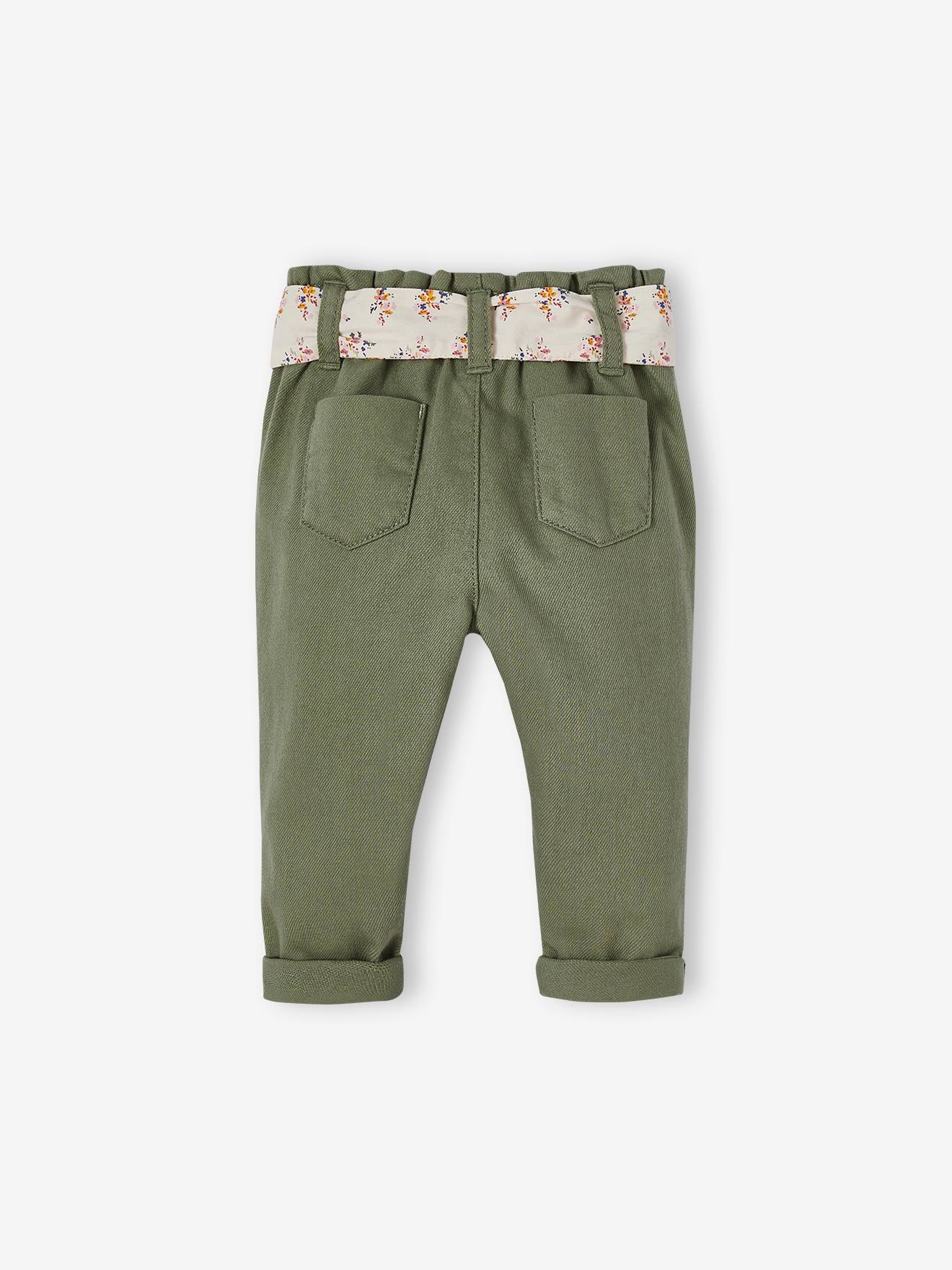 Vertbaudet Baby Paperbag-Hose mit Gürtel - wollweiß