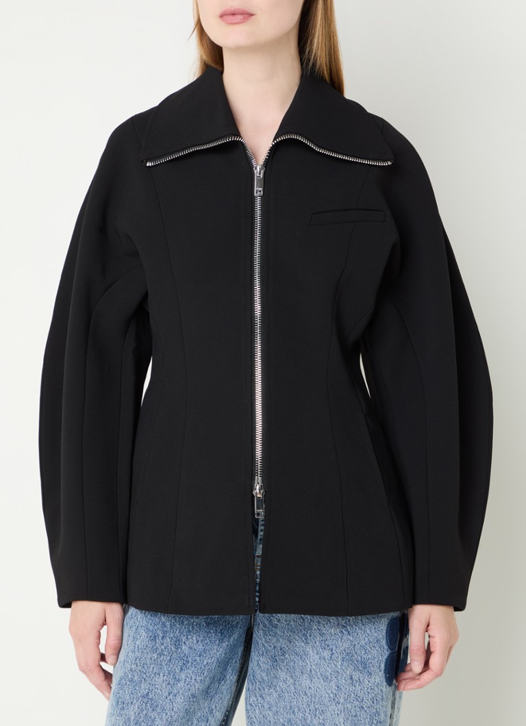 Ganni Crepe Curve jacket with collar and side pockets