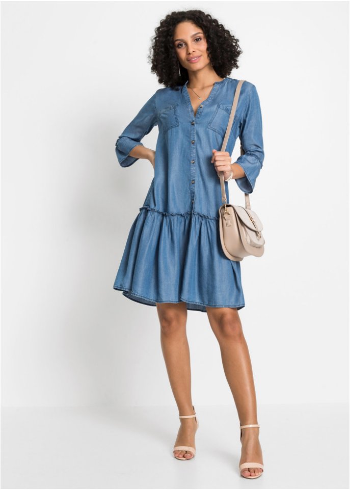 Blusenkleid mit Rüschen aus Tencel Lyocell