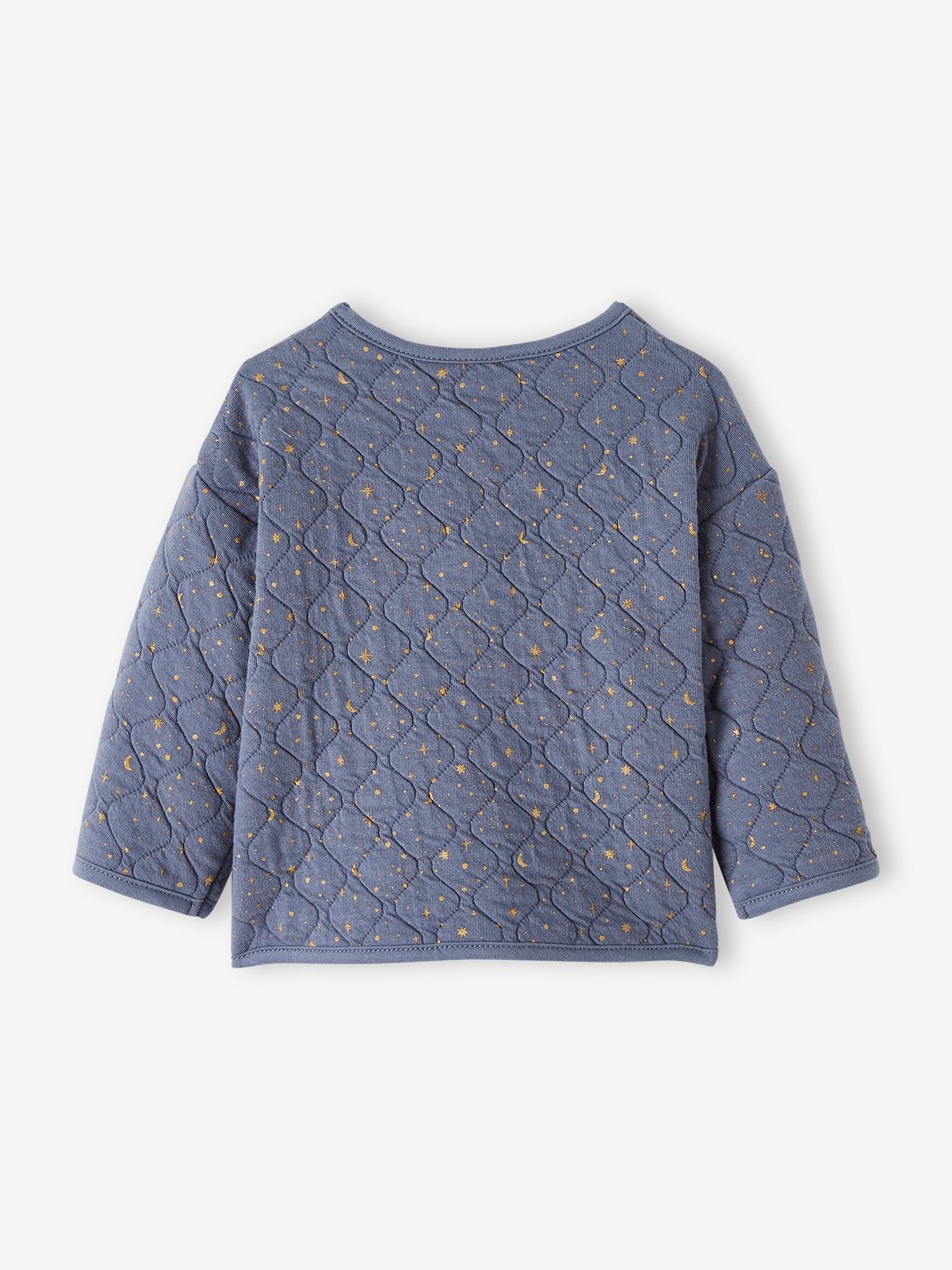 Gilet matelassé bébé imprimé étoilé bleu grisé imprimé
