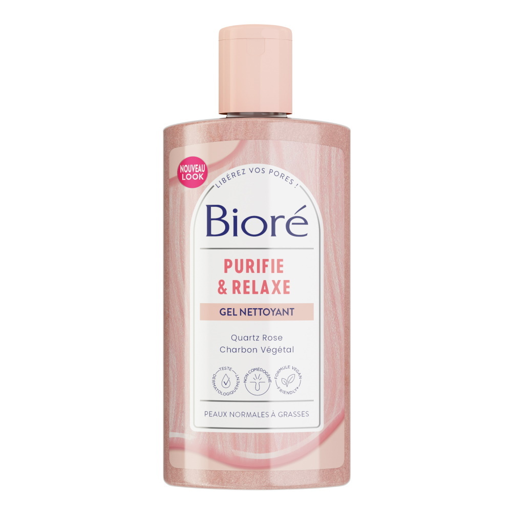 bioré Gel Nettoyant Purifiant au Quartz Rose + Charbon Nettoyant visage