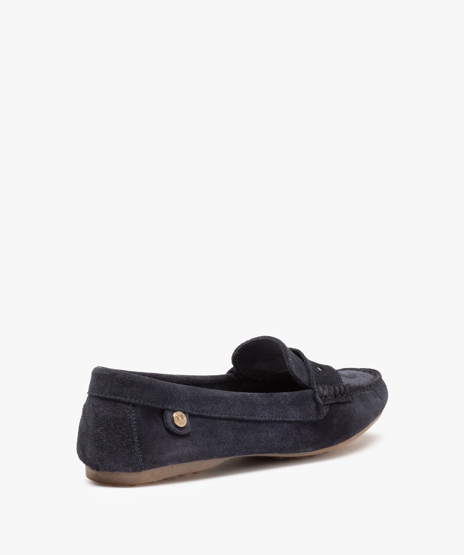 Mocassins femme en cuir uni et semelle à picots marine | GEMO