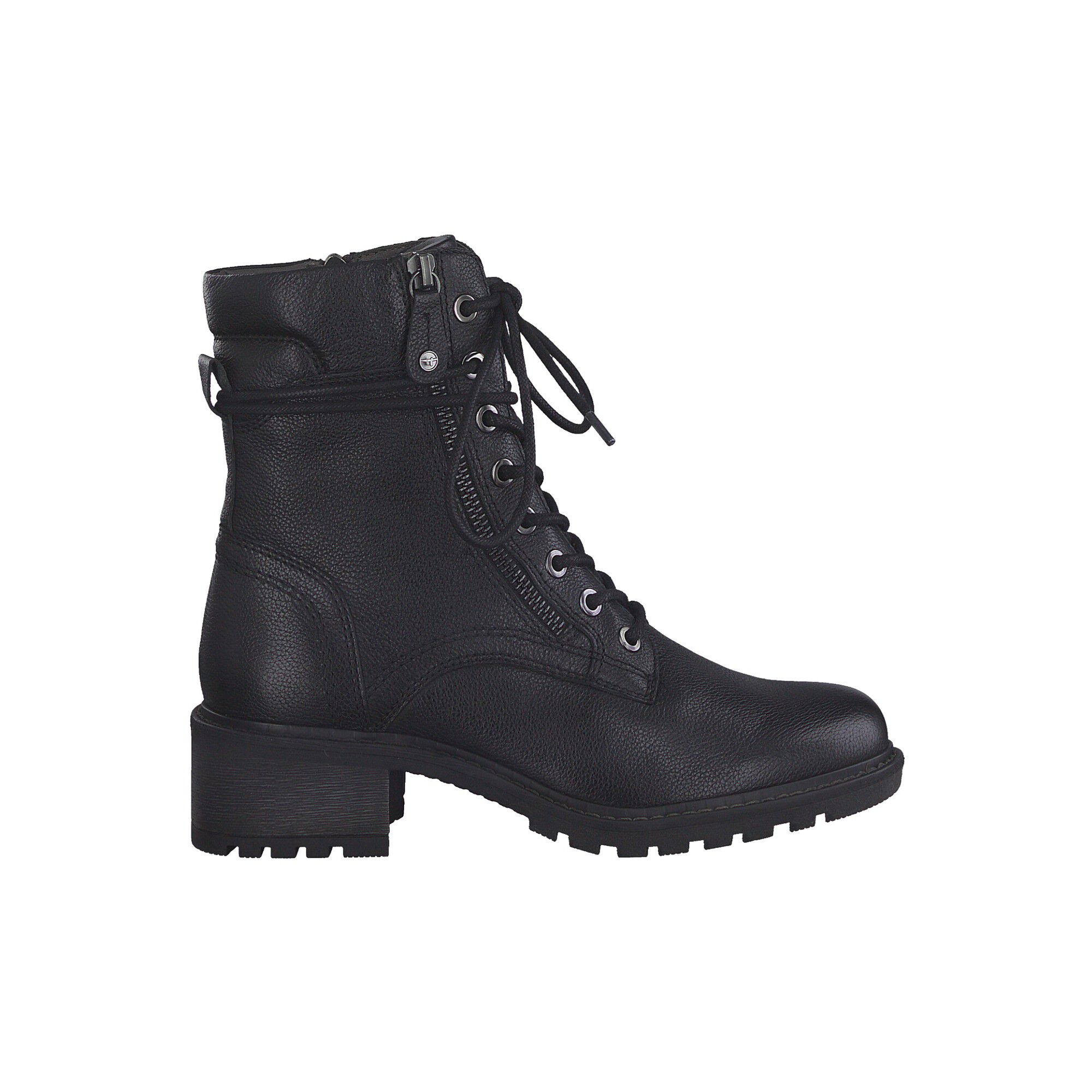 Bottines montantes lacets zippées dessus cuir