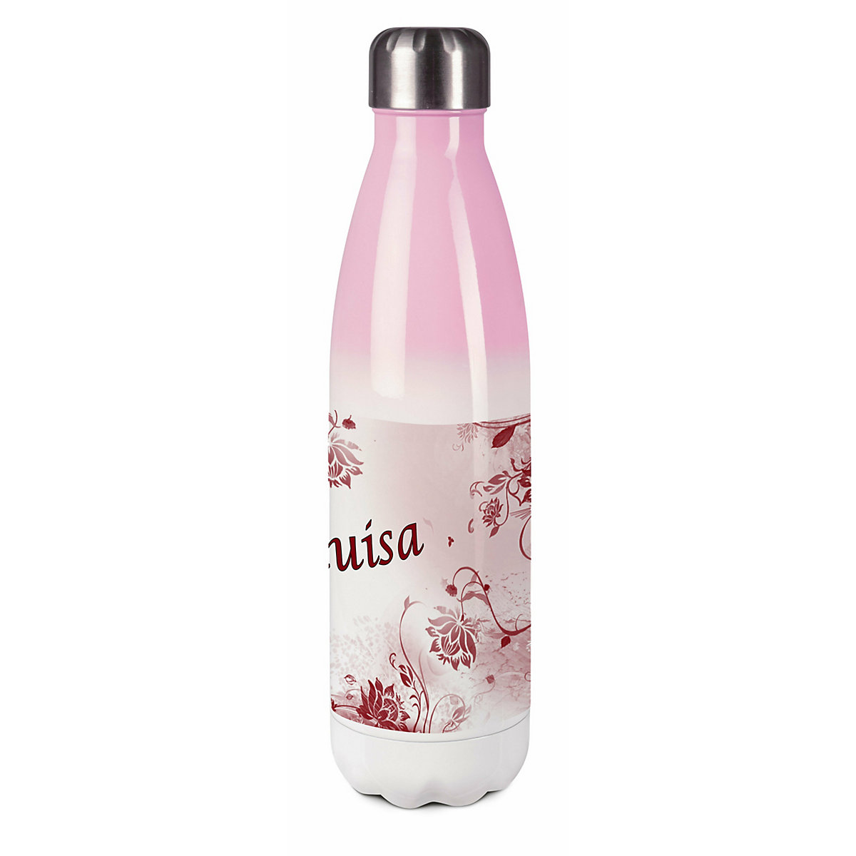 Edelstahl Kinder Thermoflasche / Trinkflasche bunt Blumenranke Farbe rot Spülmaschinenfest, Auslaufsicher, Bruchfest, Doppelwandig, Für Heißgetränke geeignet, Mit Deckel, Isoliert