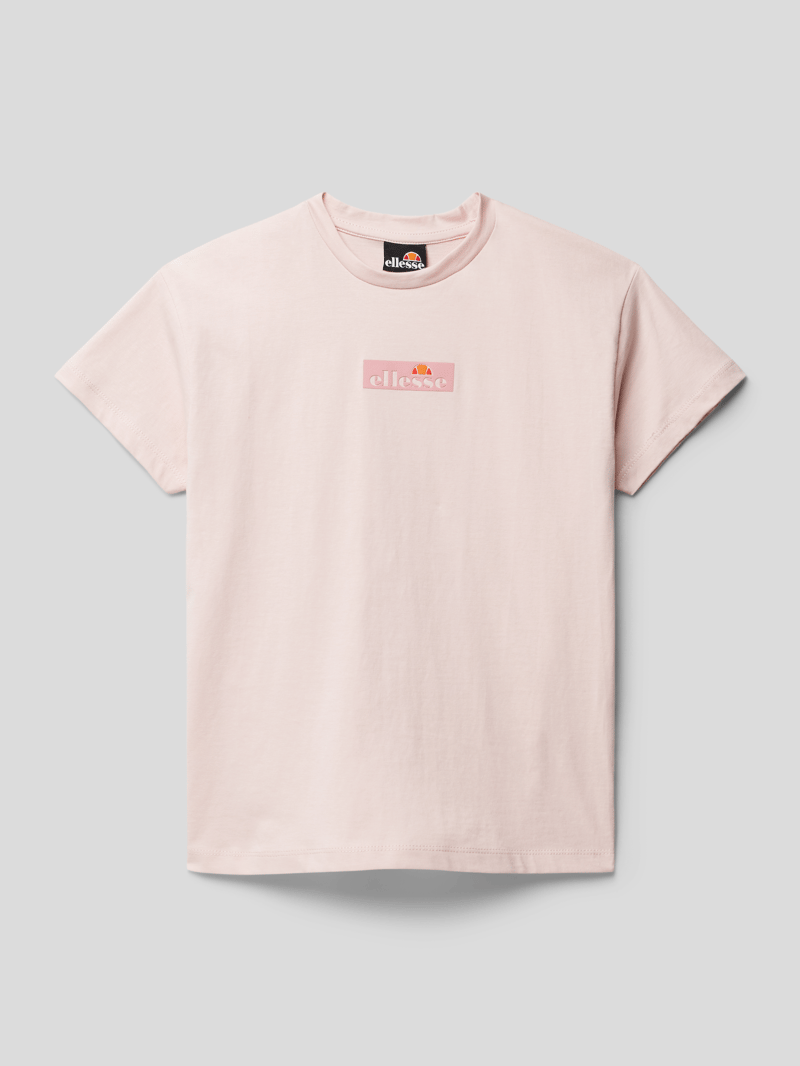 T-Shirt mit Label-Print Modell 'Telissa' in hellrosa