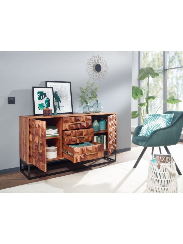 KADIMA DESIGN Sideboard 145x81x45 cm Massivholz / Metall Anrichte, Kommode günstig kaufen onesize