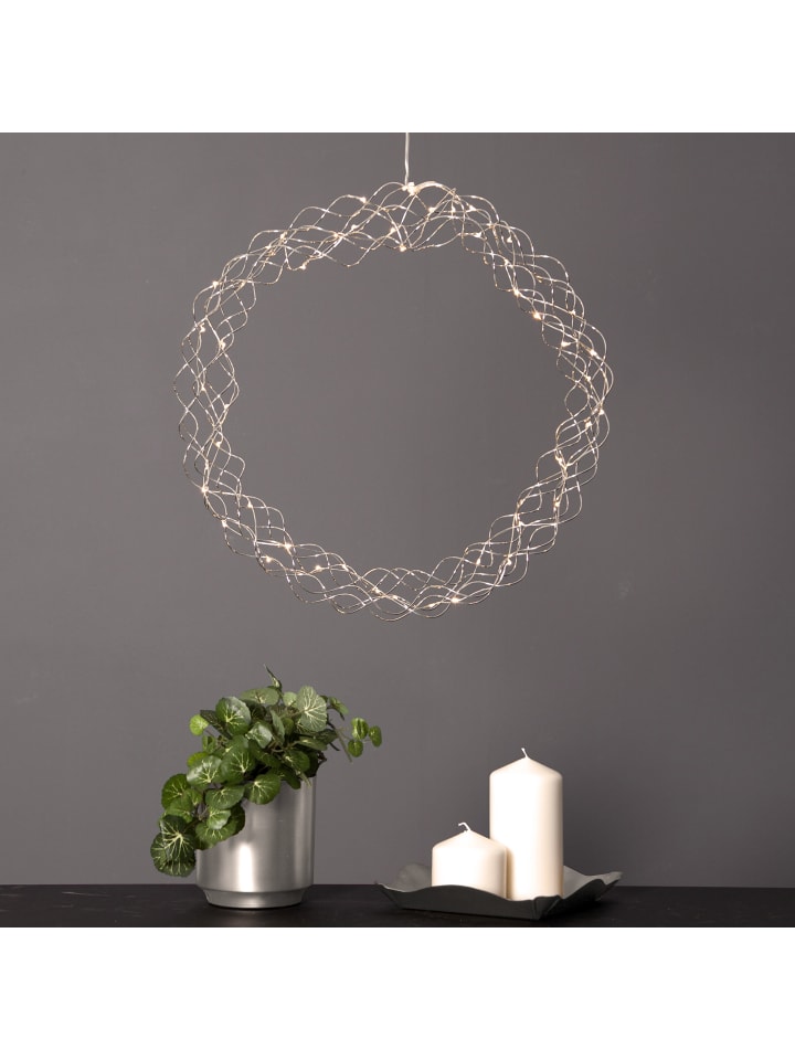 STAR Trading LED Dekokranz ,Curly, chrom, Ø 45cm in Chrom günstig kaufen onesize