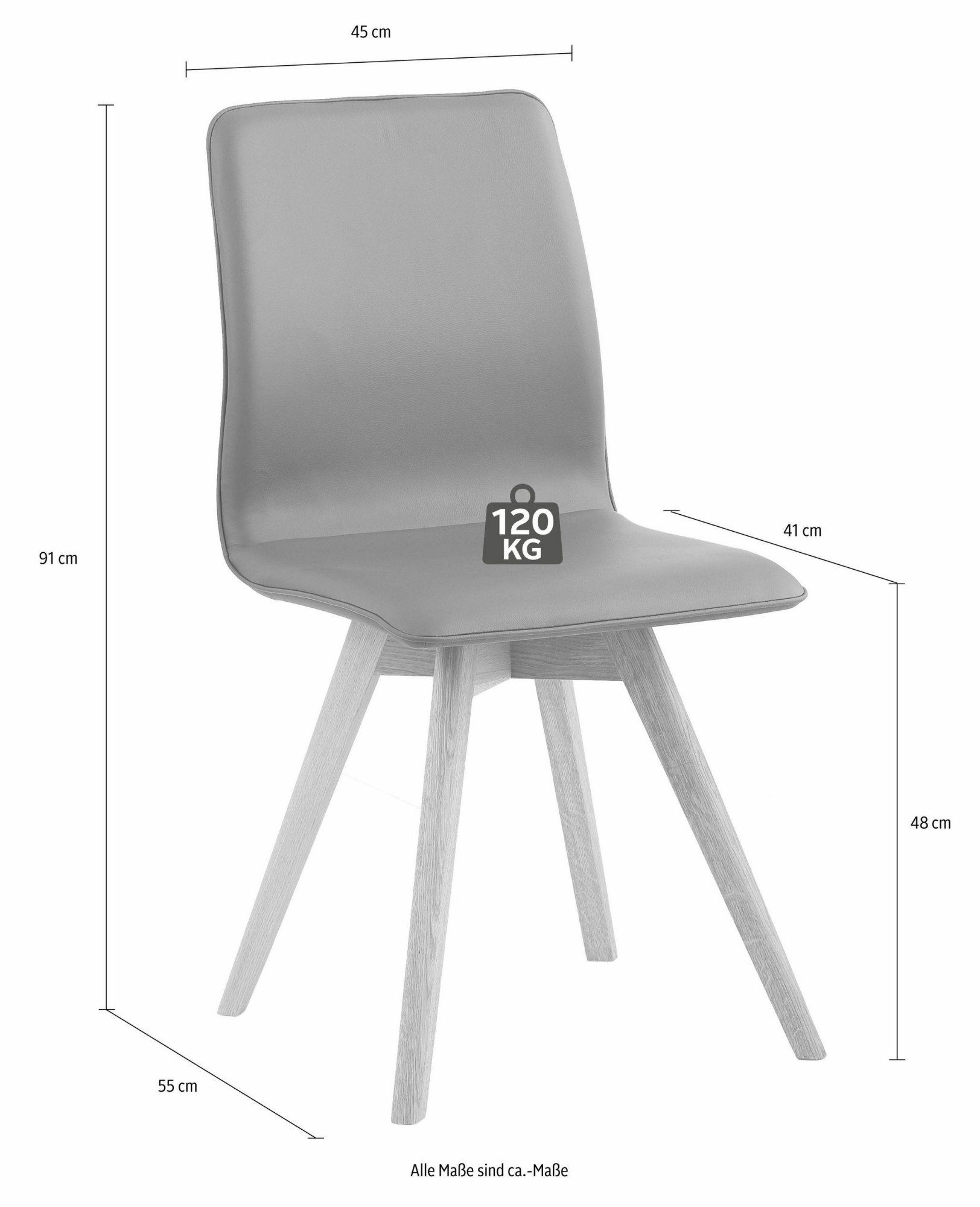 andas 4-Fußstuhl Rania (Set, 2 St), mit Massivholzbeinen