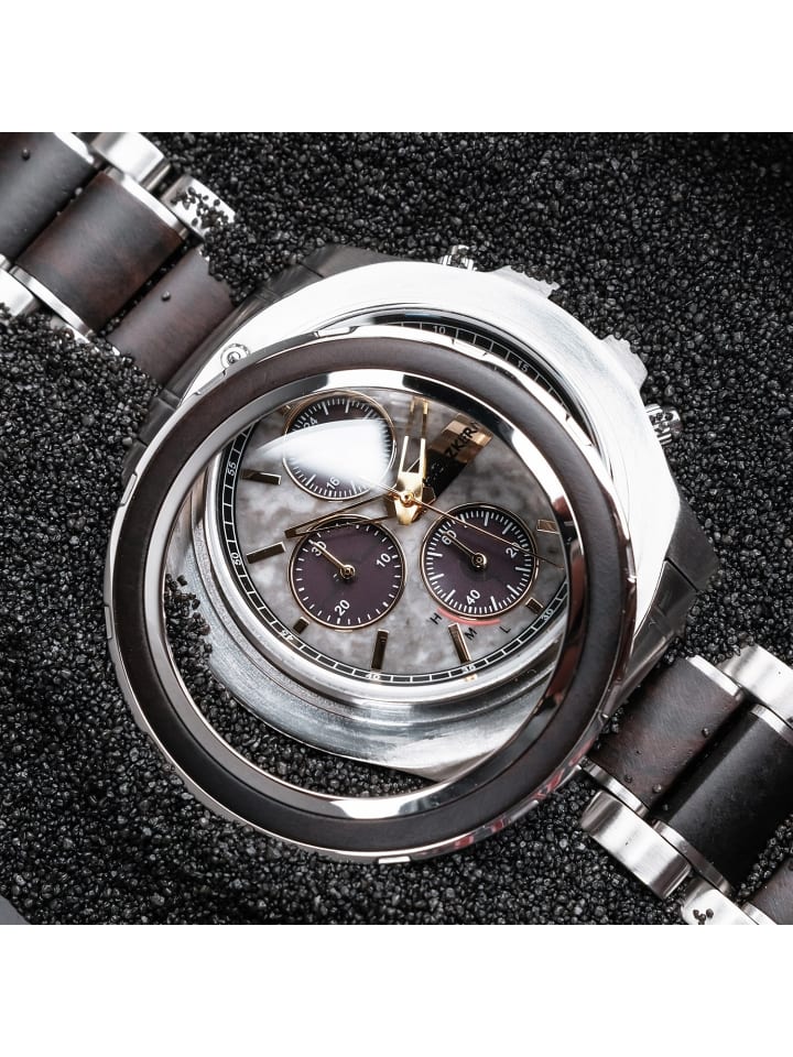 Holzkern Herrenuhr Solar-Chronograph Kairo Ahorn Schwarz/Marmor günstig kaufen onesize
