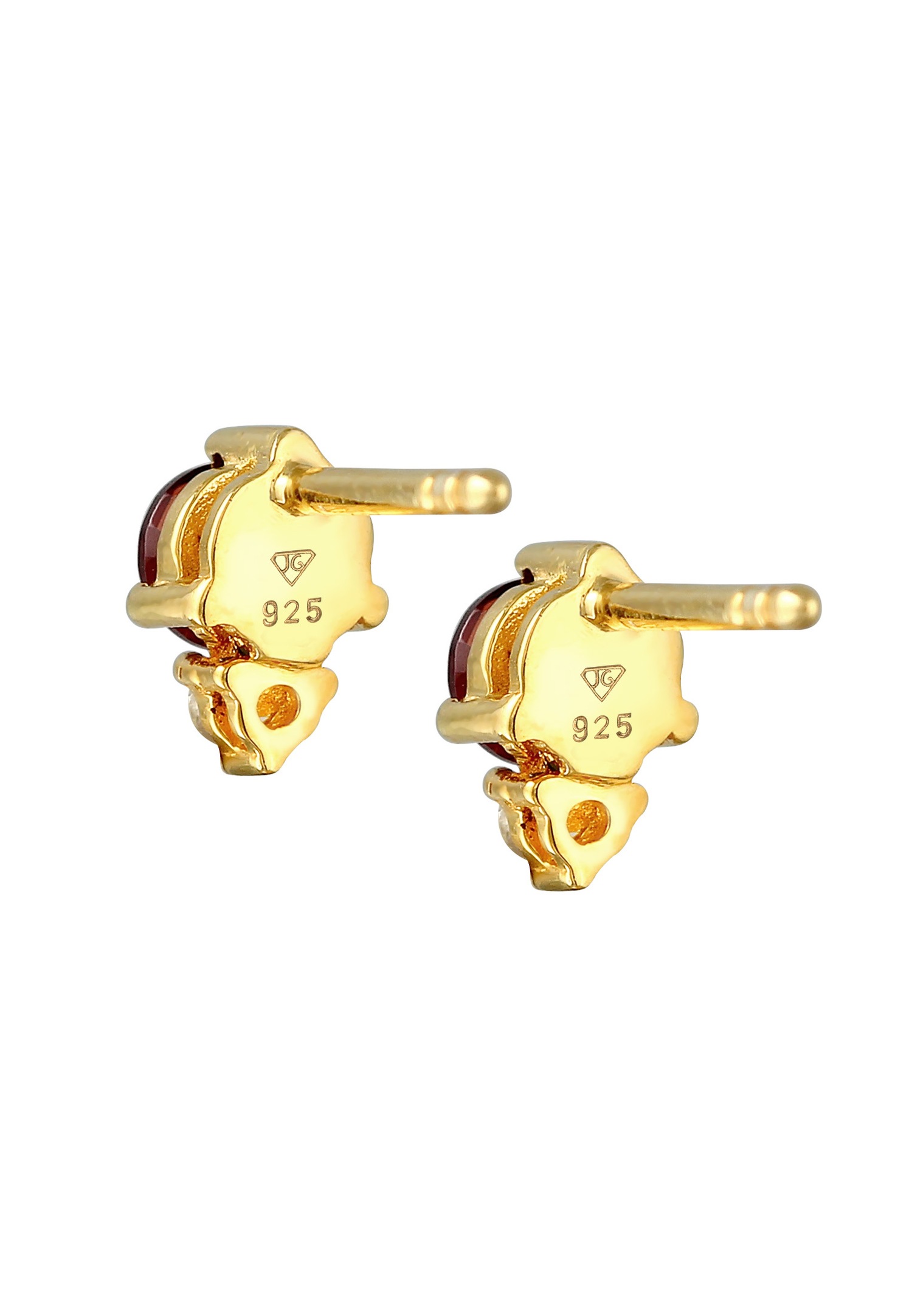 Cercei Elli PREMIUM cu inimă roșie, granat și topaz, placați cu aur și argint 925.