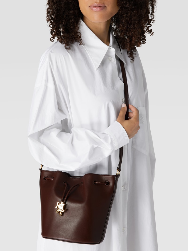Bucket Bag mit Applikation Modell 'ANDIE 19-DRAWSTRING-MEDIUM' in dunkelbraun