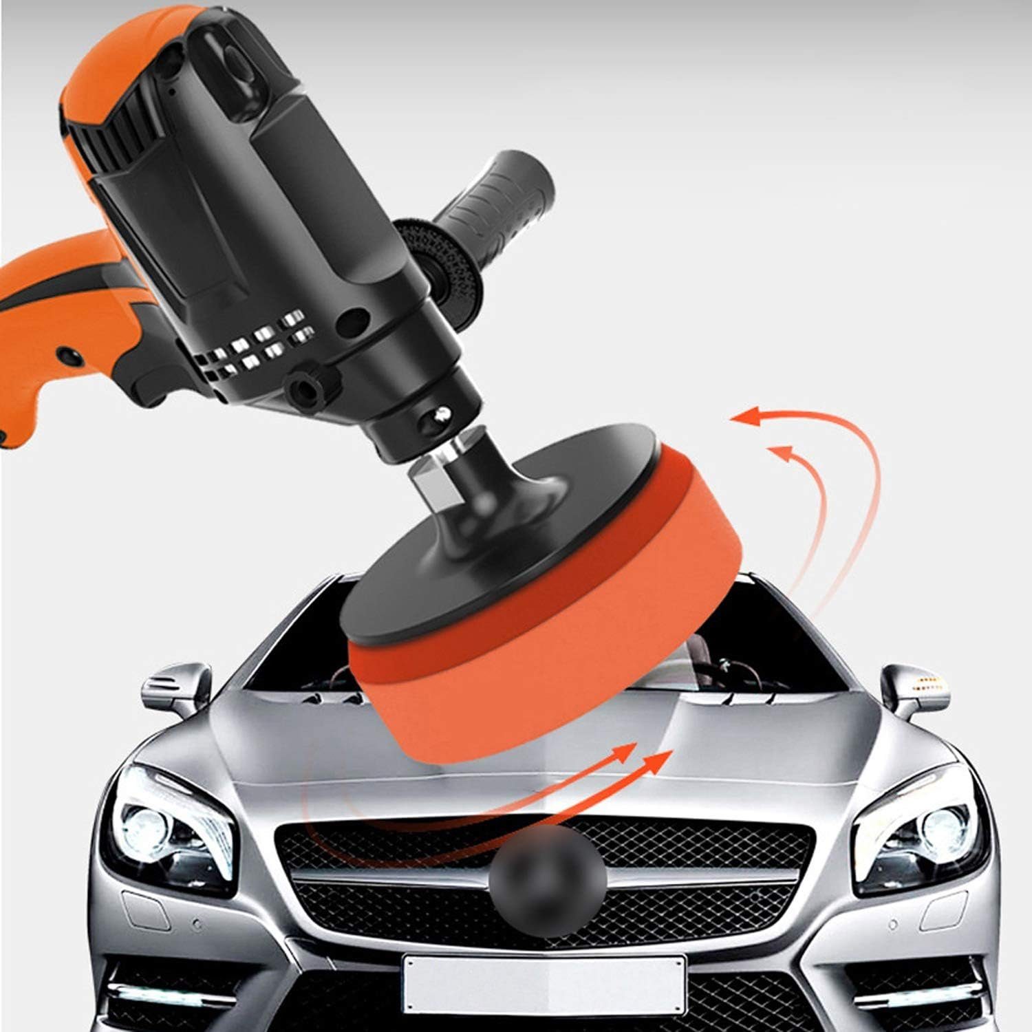 Yoyaxi Poliermaschine Mini-Polierset mit 980 W und 6 einstellbaren Stufen, (1 tlg), Auto- und Lackpolierset mit 14 Schwämmen und 11 Zubehörteilen
