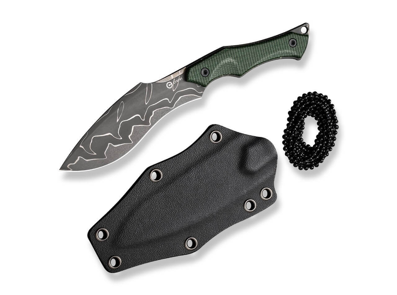 Vaquita II Micarta Green Damascus