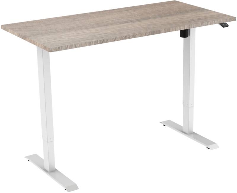 euroseats Robson Rechteckig Elektrisch Höhenverstellbar Sitz-Stehschreibtisch Eiche Silber Weiß 1.600 x 800 x 750 - 1.235 mm