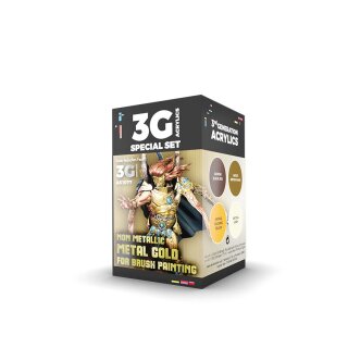 Wargame Color Set: Non Metallic Metal Gold (with brush)