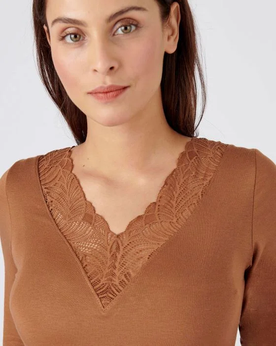 T-shirt manches longues dentelle, invisible Thermolactyl