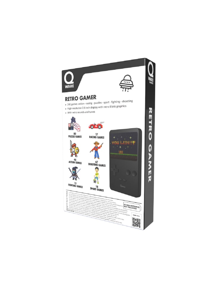 COFI 1453 Qware Retro Spielkonsole Handheld 240 Spiele für unterwegs in Schwarz günstig kaufen onesize