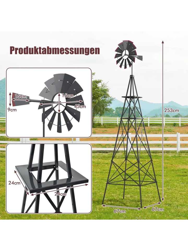 COSTWAY Windrad Höhe 253cm in Grau günstig kaufen onesize