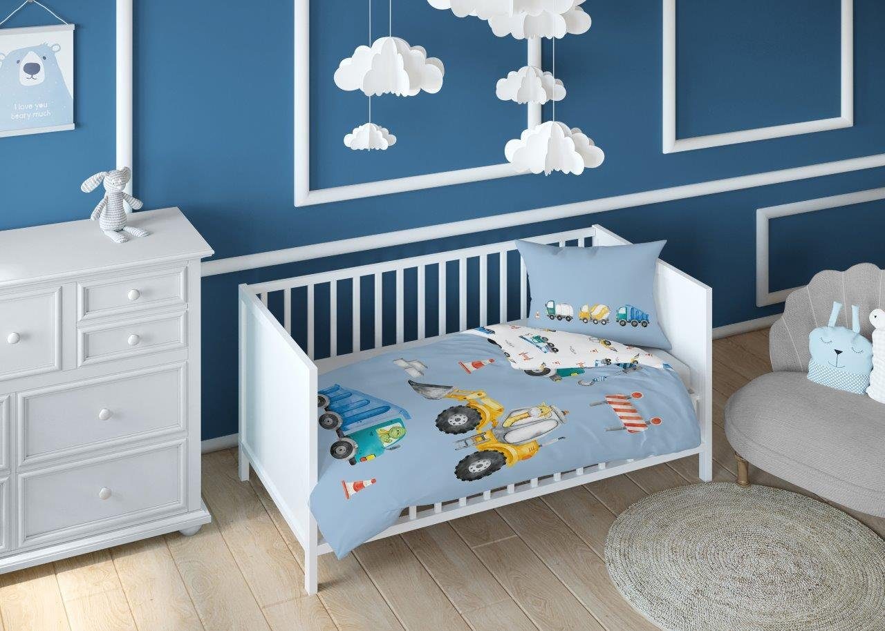 Babybettwäsche Wendebettwäsche kleine Baustelle 2tlg. 100% Baumwolle 100x135 + 40x60, Häßler Homefashion, Baumwolle, 2 teilig