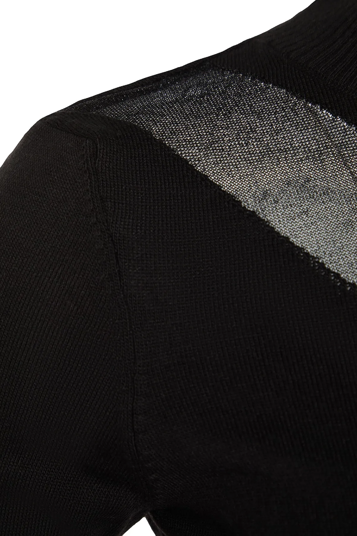 Trendyol Curve  Schwarzes, transparentes, detailliertes, figurbetontes Strickkleid mit hohem Kragen TBBAW23AH00180