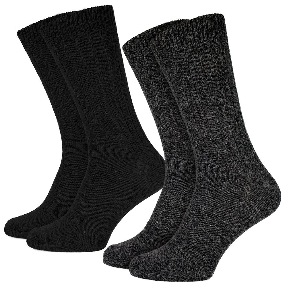 Black Snake Schwarz/Anthrazit 2-pack Alpaka Schafwollsocken