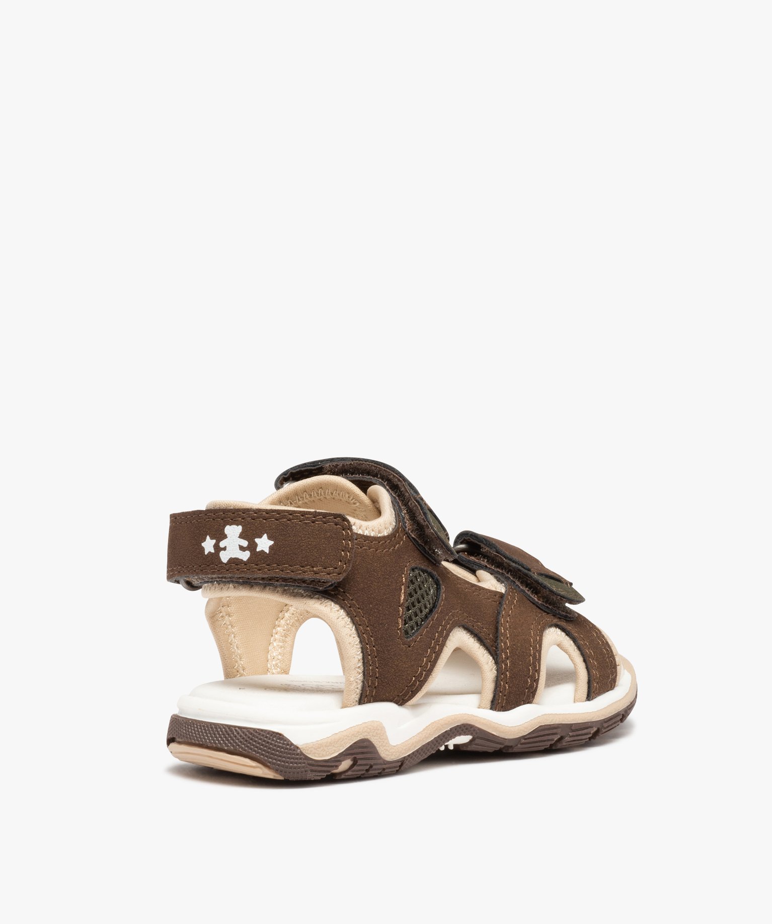 Sandales sport Garçon unies à scratchs - LuluCastagnette marron | GEMO