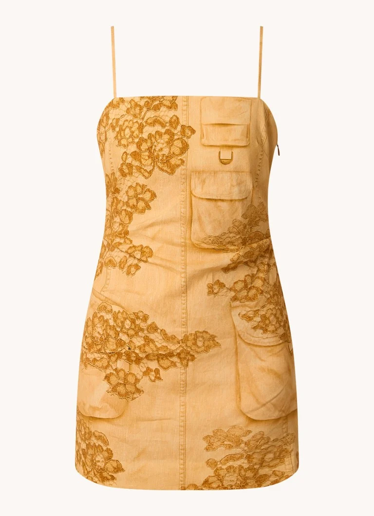Μίνι φόρεμα με στάμπα από λινό μείγμα Acne Studios