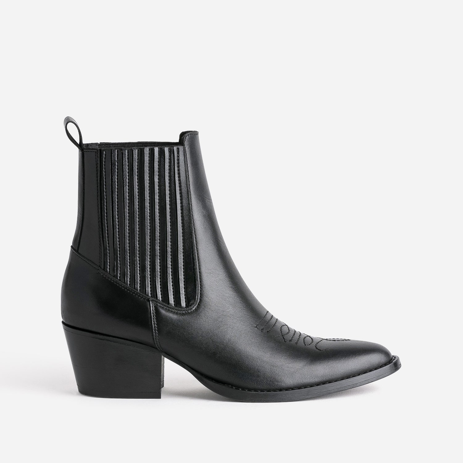 Chelsea boots santiag noir éco-conçu en cuir