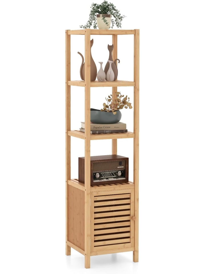 COSTWAY Badregal 4 Ebenen Bambus 34x33x140cm in Beige günstig kaufen onesize
