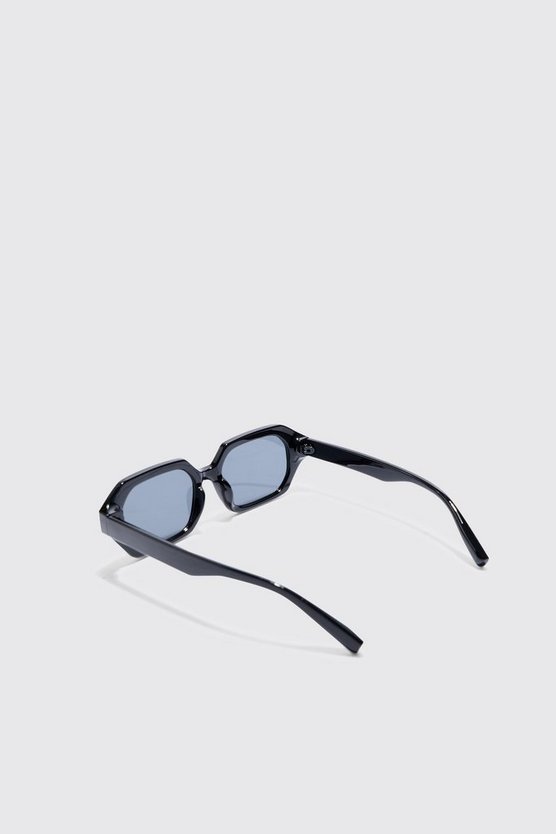 Klobige sechseckige Sonnenbrille in Schwarz