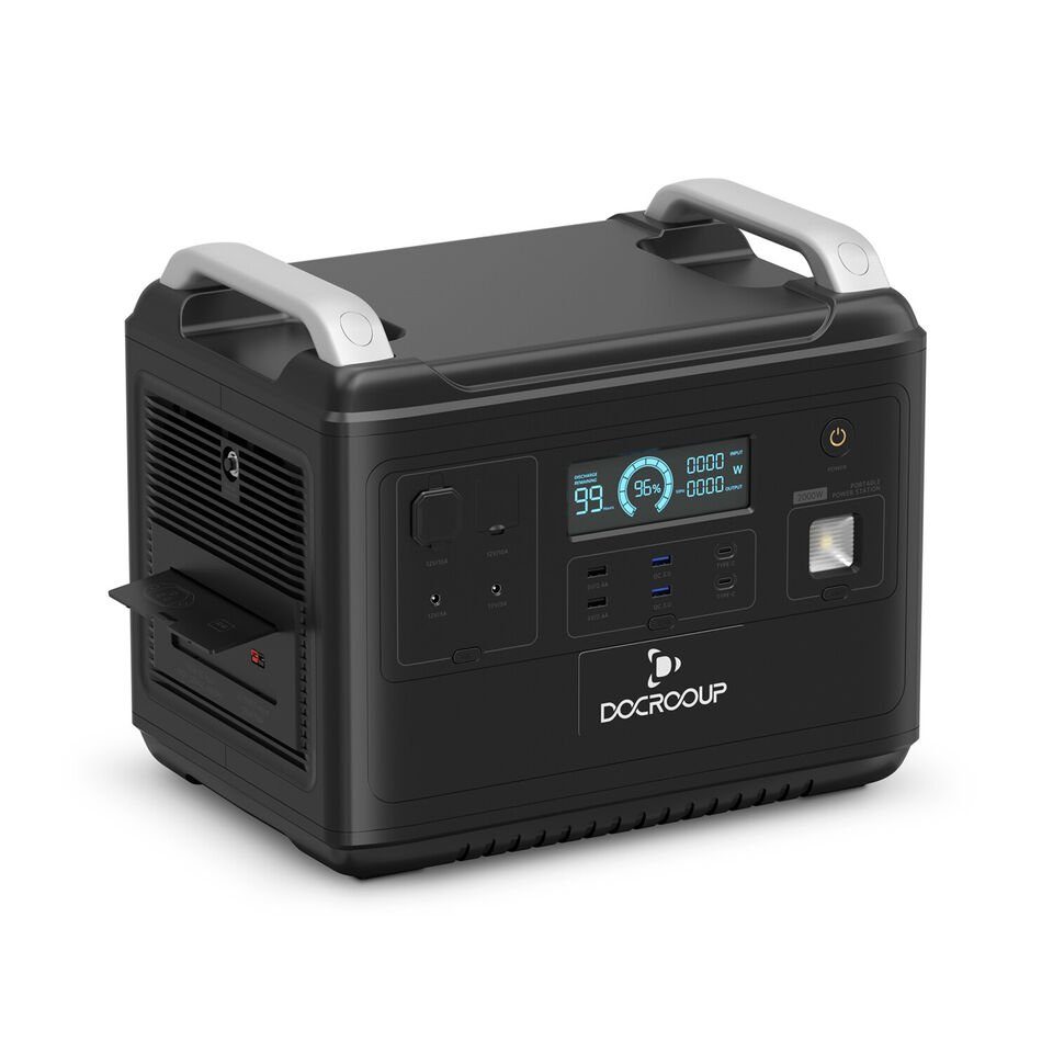 Fangqi Stromerzeuger 2000W Tragbare Powerstation,Solar Generator mit 1997Wh LiFePO4Batterie, (3000+ Zyklen), Mobiler Stromspeicher für den Notfall im Freien,Camping