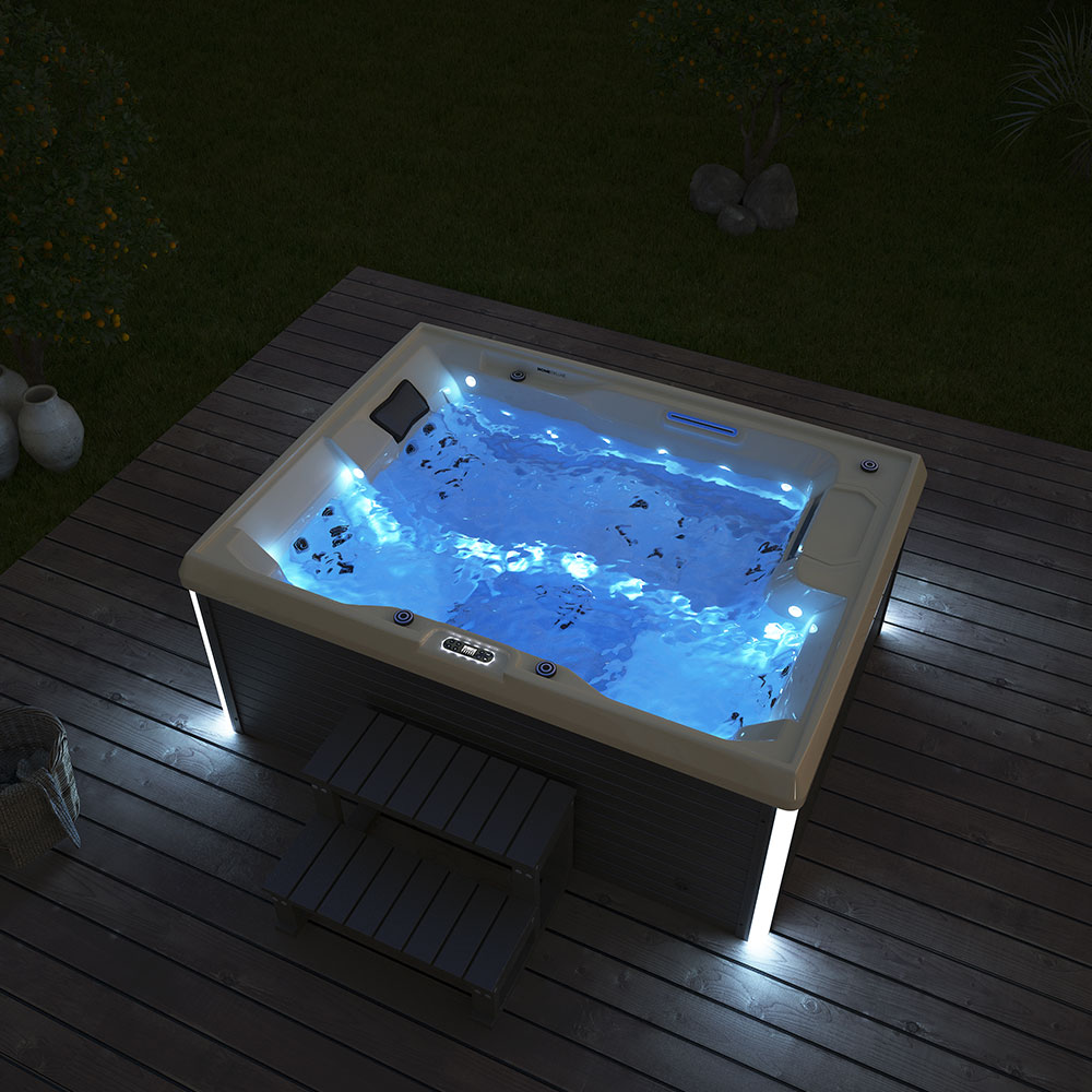 Home Deluxe Outdoor Whirlpool STREAM inkl. Treppe und Thermoabdeckung