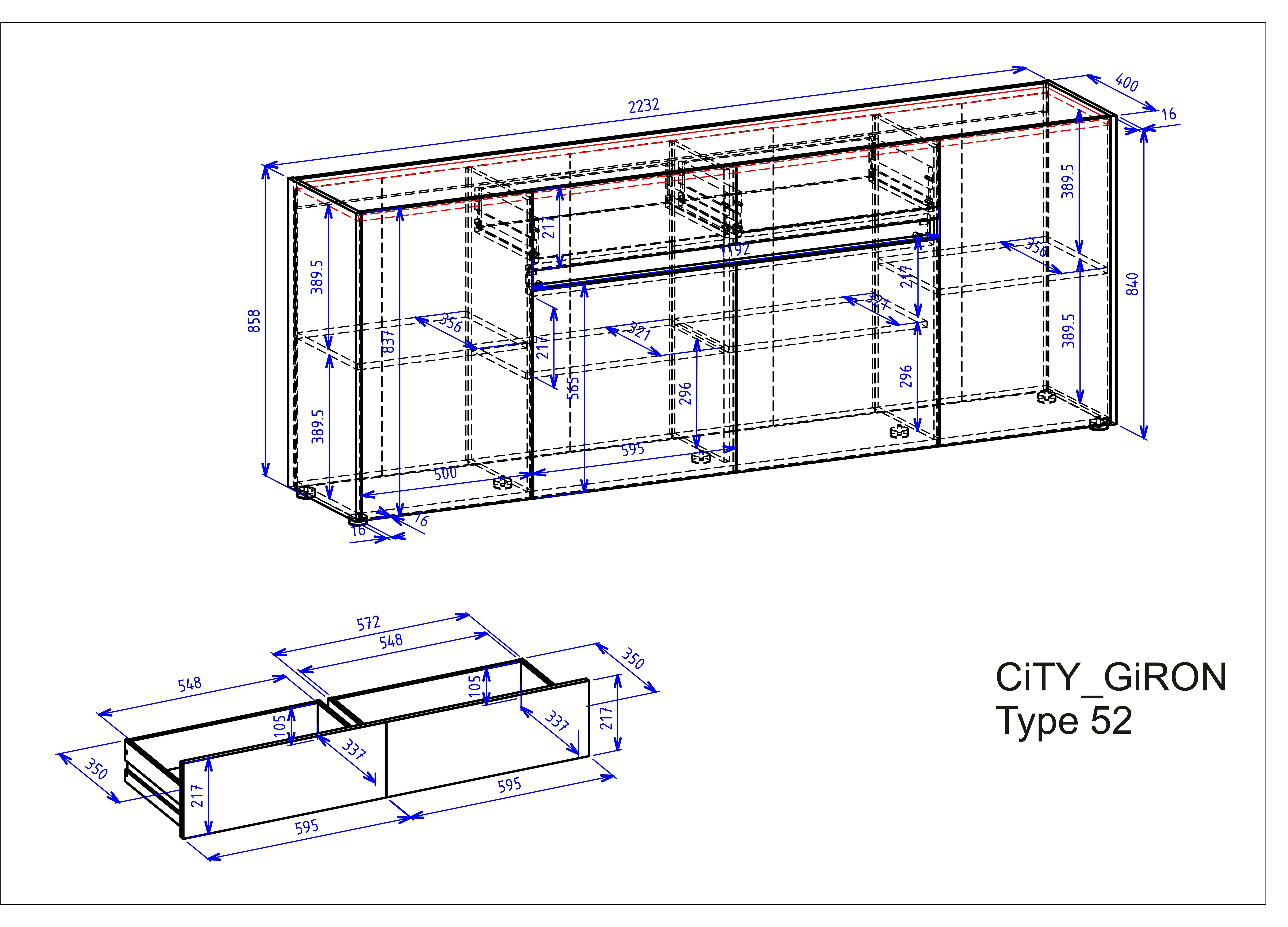 INOSIGN Sideboard City/Giron, Breite ca, 224 cm