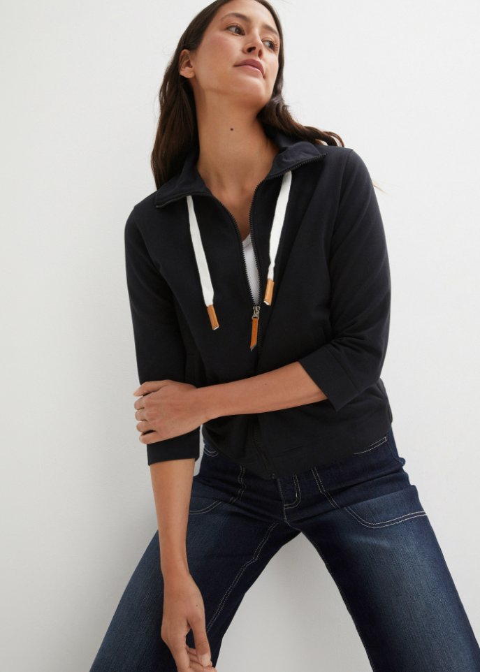 Lockere Sweatjacke, 3/4-Arm