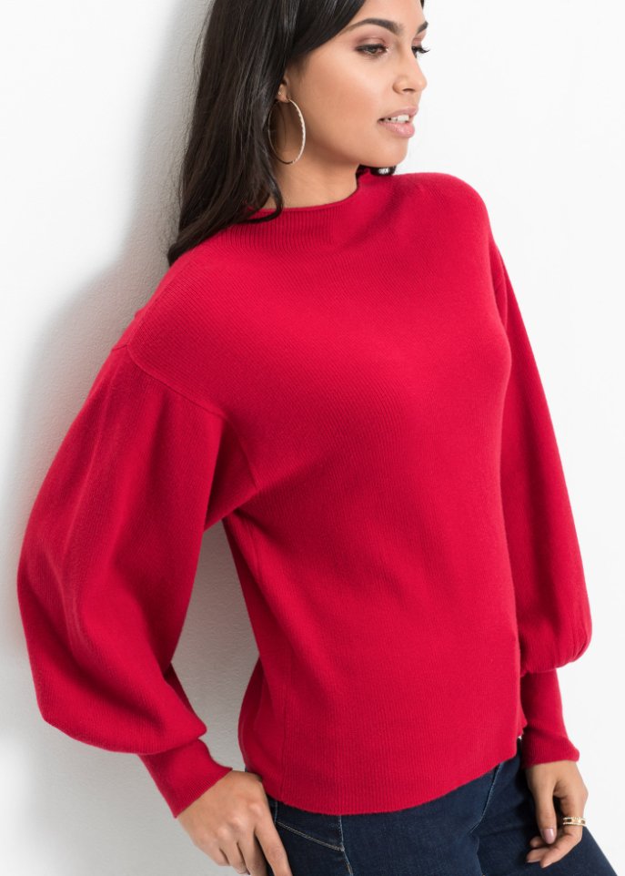 Strickpullover mit Ballonärmeln