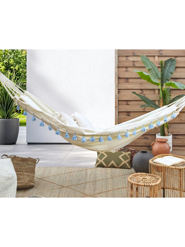 Beliani Hängematte VERCELLI in Beige/Blau - (W) 290 x (H) 0.5 x (L) 150 cm günstig kaufen onesize